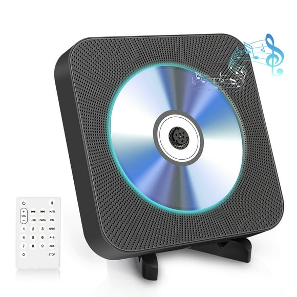 Hifi CD Players with Bluetooth, Portable CD Player with USB/Aux Port, Black Audio Music Player with Rack