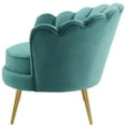 thumbnail image 3 of Contemporary Modern Urban Designer Living Room Lounge Club Lobby Accent Side Chair Armchair, Velvet Fabric Metal Steel, Aqua Blue, 3 of 6