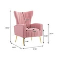 thumbnail image 5 of Pink Velvet Accent Wingback Chair With Golden finished Leg, 5 of 5