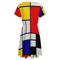 thumbnail image 5 of Piet Mondrian Abstract Art Short Sleeve Dress Women Summer Evening Dresses Ladies Sundress, 5 of 7