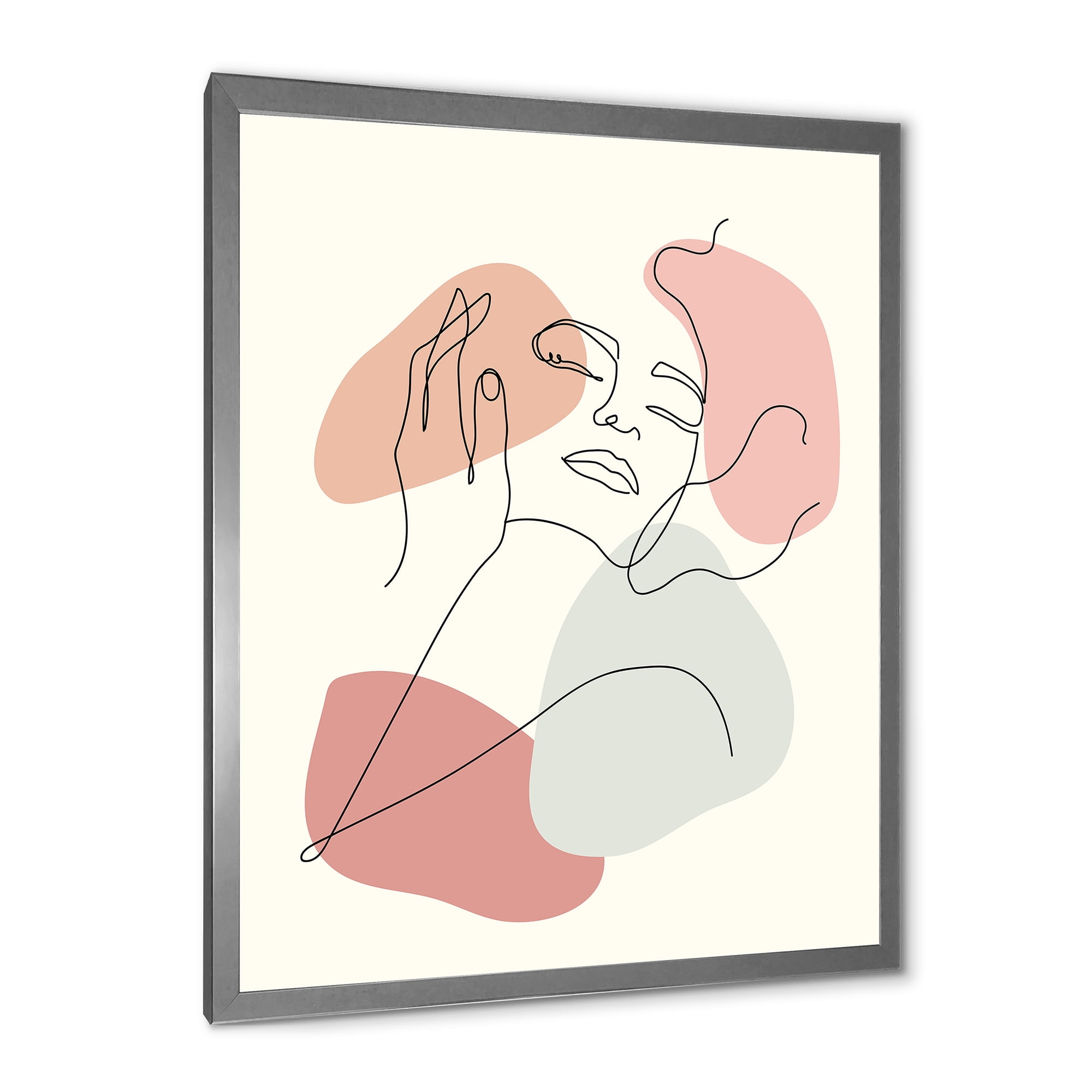Designart 'Continuous One Line Portrait of Woman' Modern Framed Art Print
