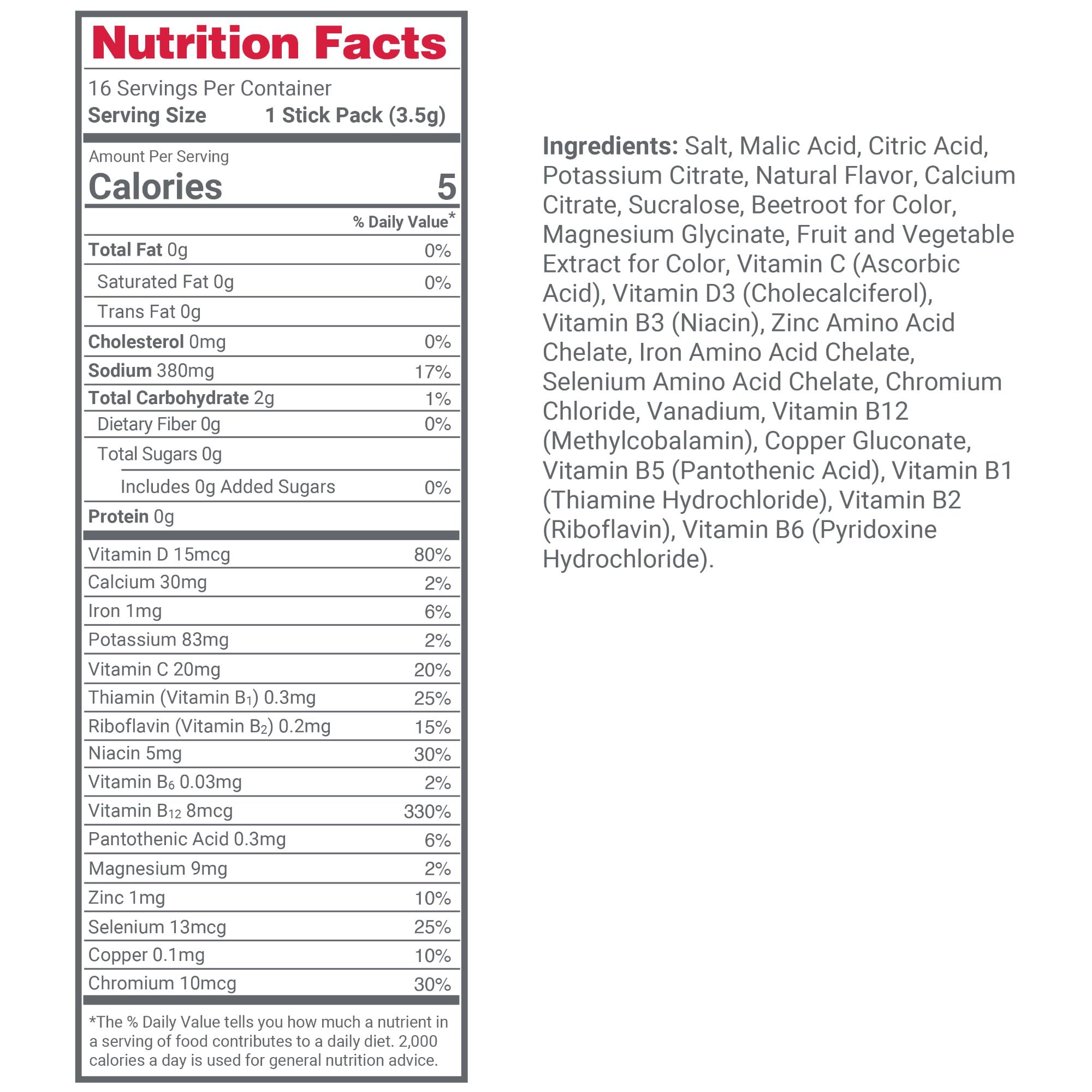 TruLabs Hydrate Strawberry Lemonade, Hydration Electrolyte Powdered Drink Mix, 16 Sticks