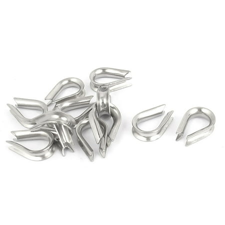 

303 Stainless Steel 3mm 1/8 Wire Rope Cable Thimbles Silver Tone 12pcs