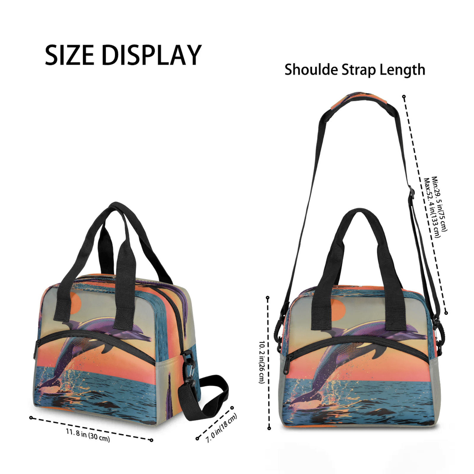 Herdesigns Dolphin Insulated Lunch Bag for Women Men Adult, Reusable Insulated Cooler Lunch Box Lunch Tote Bag for Work Picnic Beach