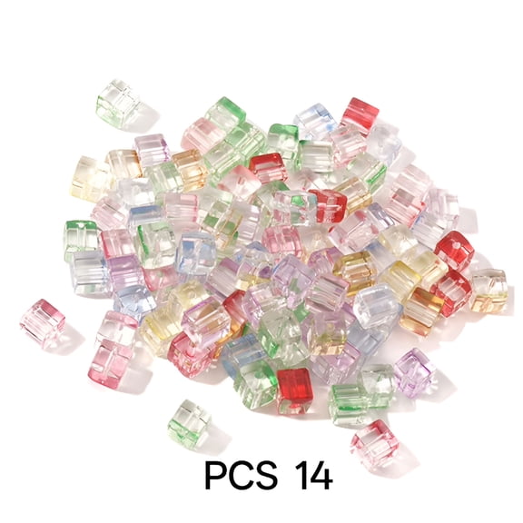 DESIGNICE 100Pcs Cube Glass Beads for Jewelry Making Diy Crafts Spacer Beads Bracelet Making Beads Random Color Beads for Bracelets