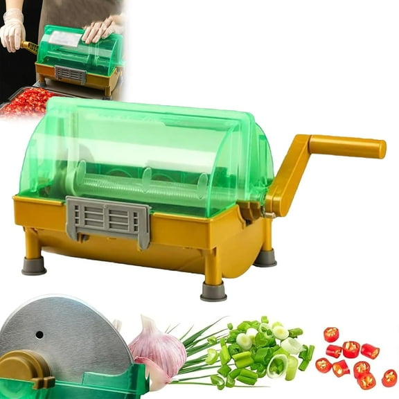 Spring Onion Slicer-Commercial Hand Scallion Cutter, Hand Crank Green Onion Chopper, Stainless Steel Blade, Easy To Clean, Make 3mm Chopped Scallions/Leeks/Cilantro/Chili