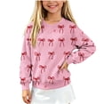 thumbnail image 2 of AGWOLF Girls Christmas Sweaters Long Sleeve Knit Kids Pullover Bow Graphic Crewneck Cute Sweater Tops for 5-15 Years, 2 of 6