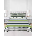 thumbnail image 2 of Quilt King Size Bedding Set, Green Gray Striped Reversible Summer Quilt 3 Pieces, Farmhouse Stripes Modern Abstract Art Lightweight Bedspreads Coverlets with 2 Pillow Shams for All Seasons, 2 of 5