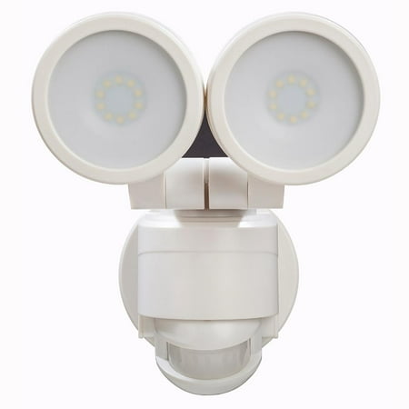 Defiant 180° White Motion Activated Outdoor Integrated LED Twin Head Flood Light