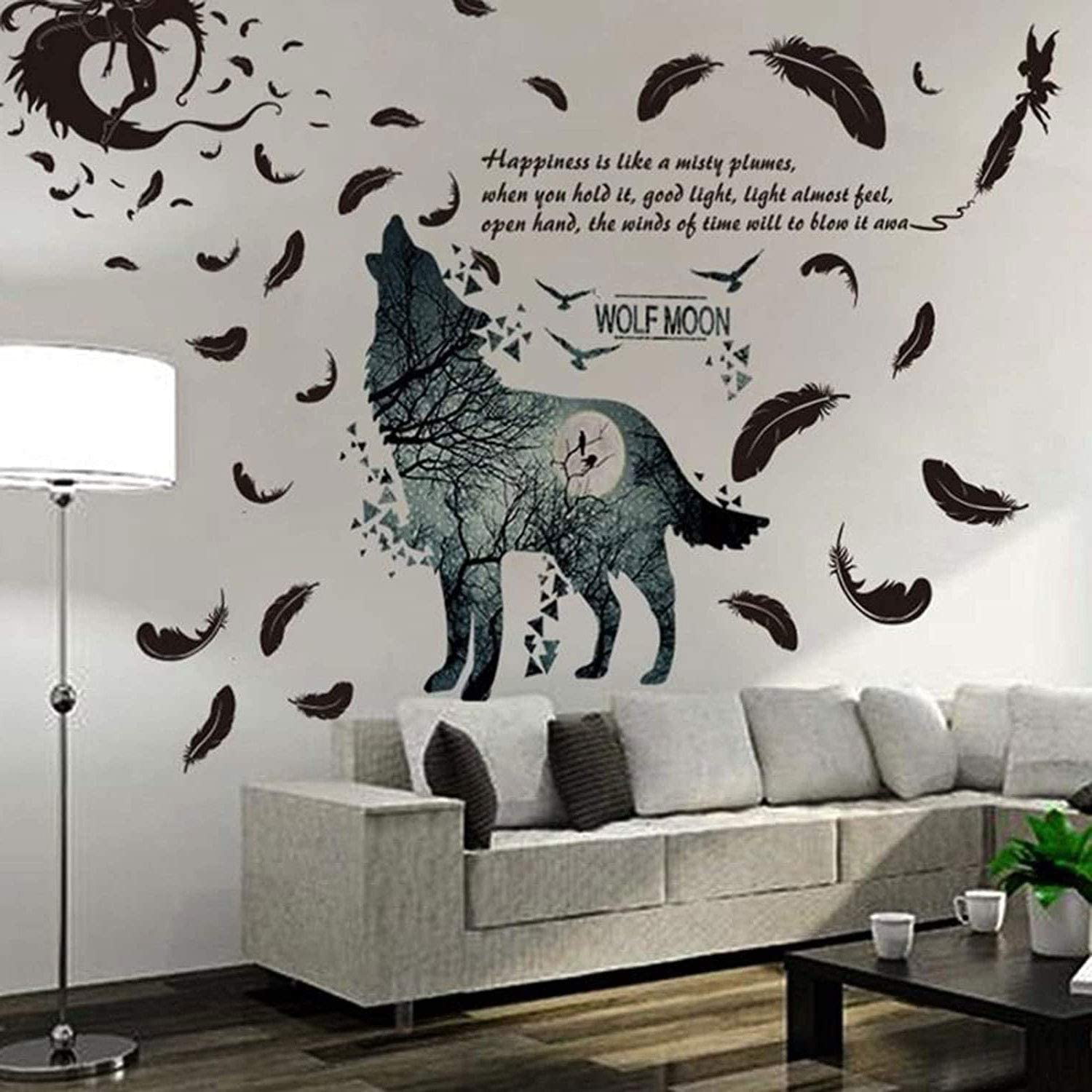 FOOTPRINTS ON THE MOON quote wall sticker bedroom family wall decal 