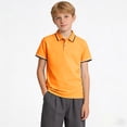 thumbnail image 2 of Splozh Collared Shirts for Boys Boys Short Sleeve Dress Shirts Kids Casual Color Block School Summer Golf Shirt Orange,9-10 Years, 2 of 7