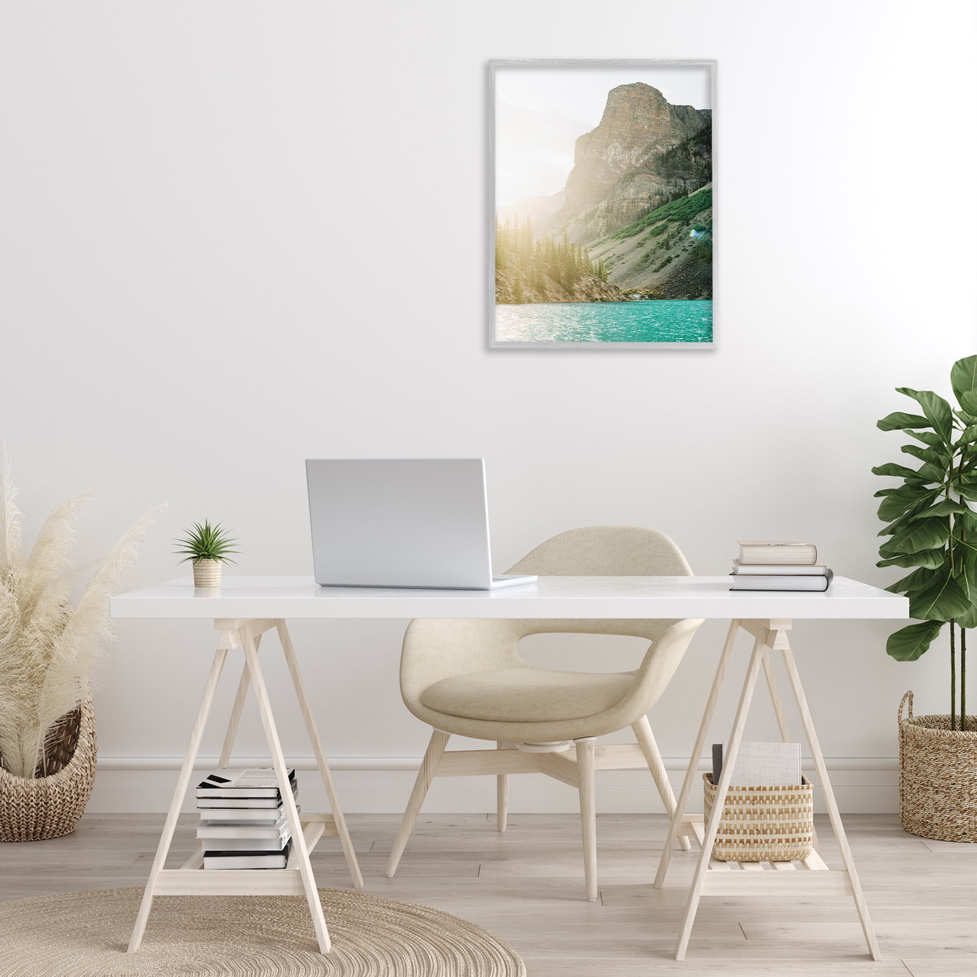 Stupell Industries Sunlit Hills Peak Landscape Photography Gray Framed Art Print Wall Art, 24 x 30
