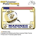 thumbnail image 2 of [Officially Licensed USMC Product] - Motorcycle Domed Custom-Made Personalized Metal License Plate Frame Frame with US Marines The Few The Proud and EGA Gold Emblem Design - Gold, 2 of 9