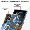 thumbnail image 3 of For Samsung Galaxy S24 Ultra Floral Case with Ring Holder Kickstand - Slim and Lightweight, Military-Grade Shockproof Protection, Women & Girls' Style Case Designed for Galaxy S24 Ultra, Blue Flower, 3 of 5