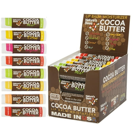 - Natures Bees Cocoa Butter Lip Balm Tubes Set Bulk Assortment Natural Chap Treatment Moisturizer For Very Dry Lips - 8 Unique Flavors