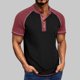thumbnail image 1 of pstuiky camisetas de hombre, Blusa informal de manga corta con cuello vuelto y media cremallera para hombre camisetas de hombre l, 1 of 6