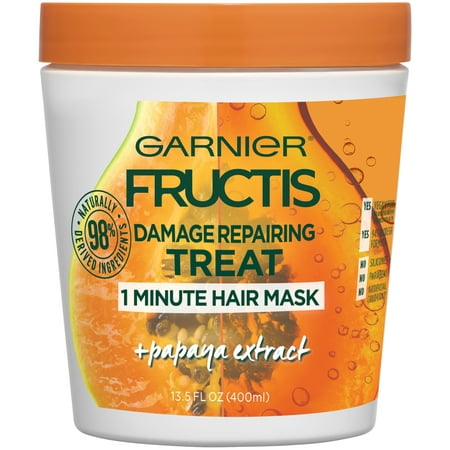 Garnier Fructis Damage Repairing Treat 1 Minute Hair Mask with Papaya Extract 13.5 FL (Best Natural Hair Mask For Damaged Hair)