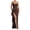 Brown, variant on Women's Slit Crisscross Back Maxi Cami Dress with Lace Up Detail 92% Polyester 8% Elastane Lightweight Evening Wear
