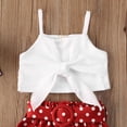 thumbnail image 5 of Actoyo Toddler Baby Girl Summer Outfits Strap Bowknot Crop Tops + Polka Dot Short Pants Outfits 1-6Years, 5 of 8