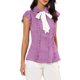 thumbnail image 4 of INSPIRAR CHIC Blusas de Mujer con Volantes y Mangas Cortas, Blusa con Cuello Peter Pan y Botones, Talla XS, Color Púrpura, 4 of 7