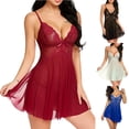 thumbnail image 3 of Lovskoo Women's Nightgown V Neck Chemise Mini Teddy Sleepwear Lace Nightwear Soft Sleepwear for Women Blue, 3 of 3