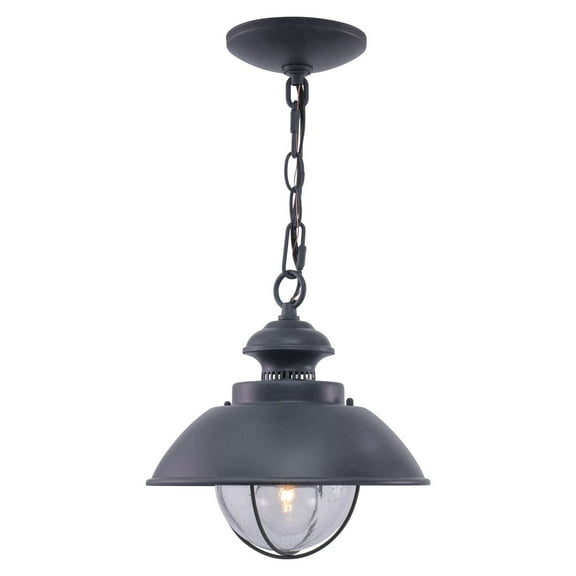 Vaxcel Harwich 1 Light Gray Coastal Outdoor Barn Dome Pendant Clear Glass
