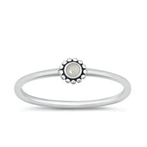 CHOOSE YOUR COLOR Moonstone Bali Flower Promise Ring .925 Sterling Silver Band White CZ Female Size 5