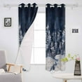 thumbnail image 3 of Hokiten Navy Blue Christmas Tree Blackout Curtains | Light Blocking Print Window Curtains, Xmas Snowflake Thermal Insulated Window Drapes for Living Room Kitchen Cafe (2 Panels, 104"W x 96"L), 3 of 7