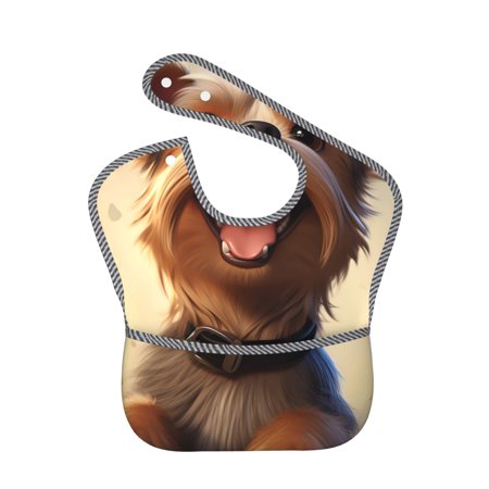 

Bingfone Mess-Proof Baby Bib - Waterproof Bib for Baby Boy or Girl with Food Catcher Pocket Unisex-Cartoon Happy Cute Puppy