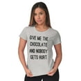 thumbnail image 3 of Give Me Chocolate Hurt Nobody Womens Slim Fit Graphic Tee Brisco Brands X, 3 of 5