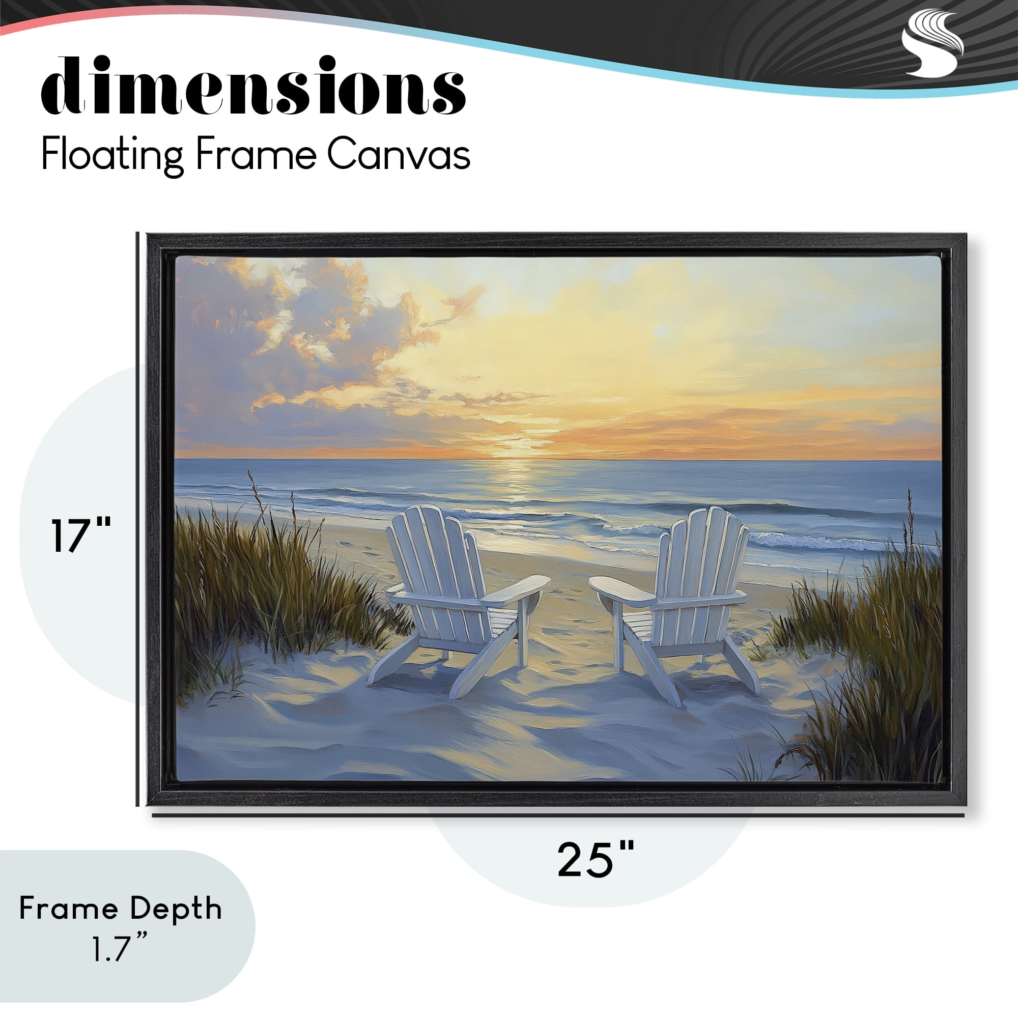 Stupell Industries Calm Beach Sunset Overlook Black Framed Floater Canvas Wall Art, design by Petal Prints Design