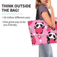 thumbnail image 3 of Bingfone Canvas Tote Bag for Women with Inner Pocket Aesthetic Cute Shopping Tote Bags Reusable Grocery Bags-Panda Heart Valentine Pink, 3 of 9