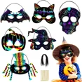 6pcs/set Halloween Scratch Paper Masks For Boys