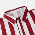 thumbnail image 6 of Hpapadks Mens Shirts Summer Casual Fall Striped Print Lapel Long Sleeve Blouse with Pockets Loose Dress Shirts for Men Red XL, 6 of 7