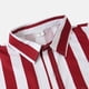 thumbnail image 5 of Camisas Para Hombre Manga Larga De AlgodóN Camisa informal con estampado de rayas de otoño para hombre Blusa con bolsillo de manga larga con cuello levantado (Red, S), 5 of 7