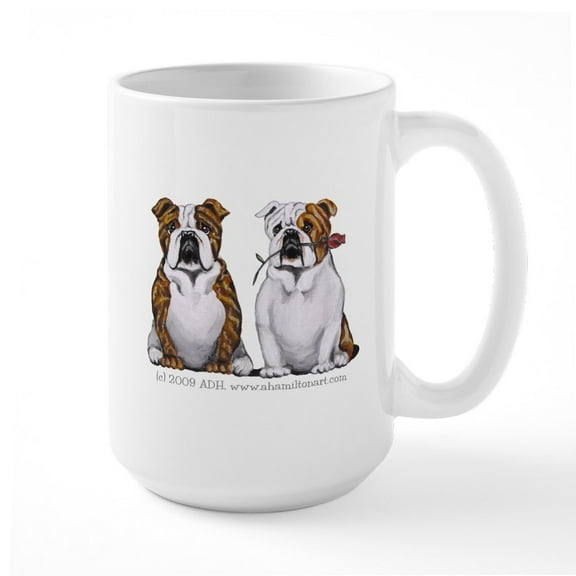 CafePress - Bulldog Romance Large Mug - 15 oz Ceramic Large White Novelty Mug