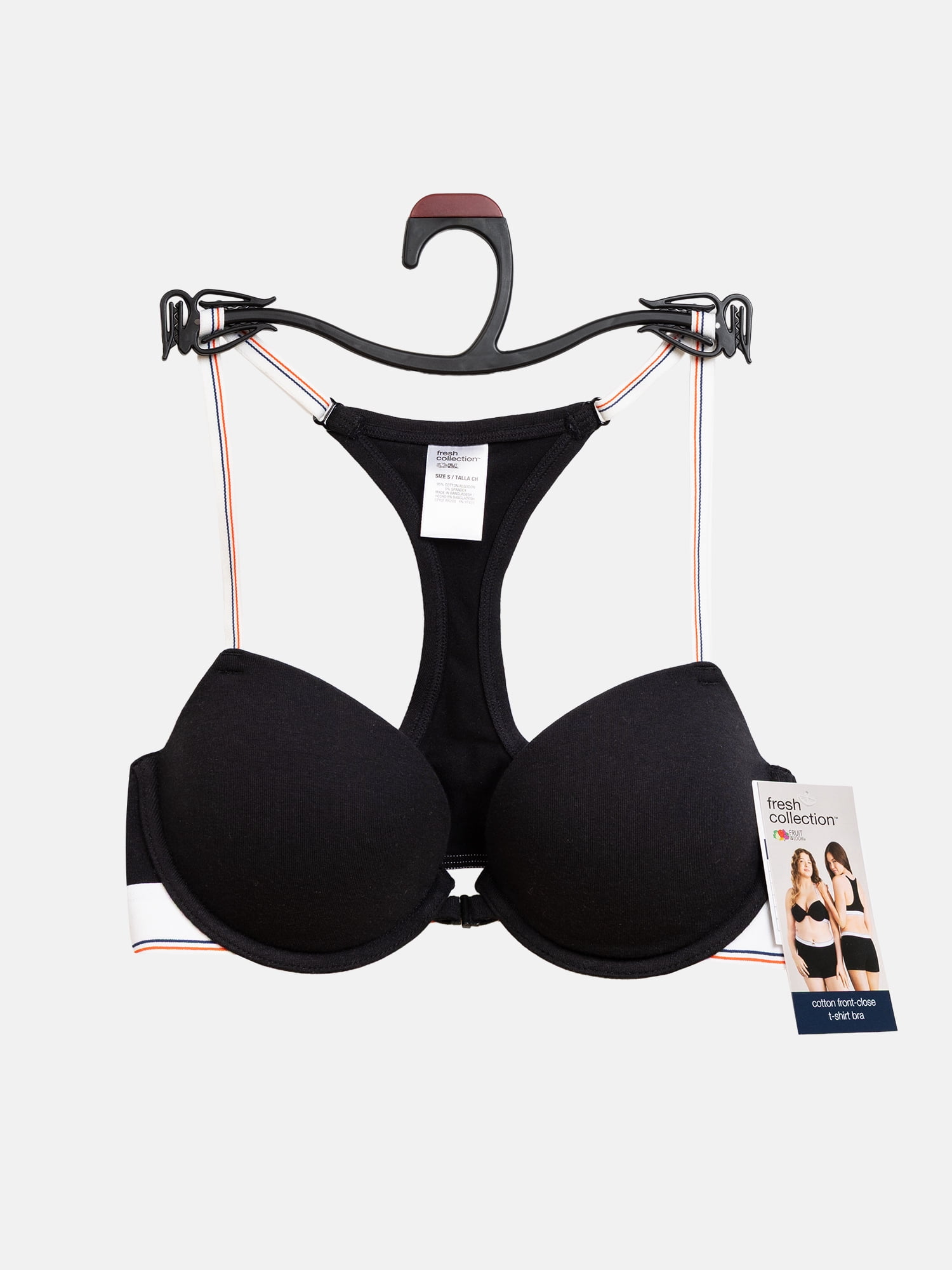Fresh by Fruit of the Loom Women's Cotton Front Close Racerback T-Shirt Bra, Size XS-XXL