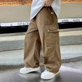 thumbnail image 2 of Gyexs Boys Cargo Pants Pull On Elastic Waist Wide Leg Baggy Sweatpants Athletic Hiking, 2 of 8