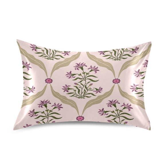 Satin Pillow Case Envelope Pillow Covers Standard Size Soft Pillow Cases for Bedroom, Lilac Vine Printed