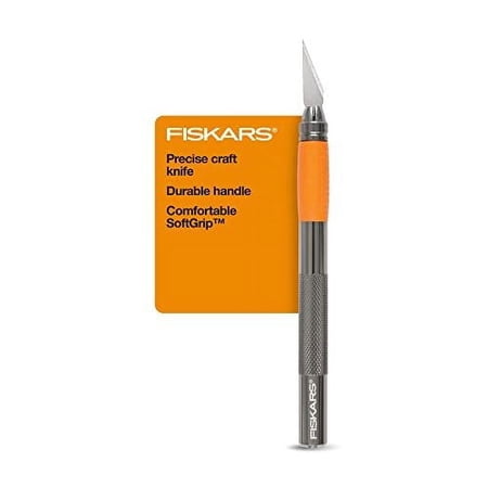 Fiskars SoftGrip Detail Craft Knife - 8 Exacto Knife for Crafting - Multi-Use Exacto Blade Included with Protective Cover