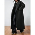 thumbnail image 6 of Women'S Winter Oversized Wool Coat Notched Lapel Collar Loose Fit Maxi Long Overcoat Streetwear Black S, 6 of 7