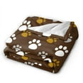 thumbnail image 2 of DouZhe Ultra-Soft Micro Fleece Lightweight Flannel Bed Blanket, Animal Paw Prints Cute Brown Print Cozy Warm Throw Blankets, 50"x40", 2 of 7
