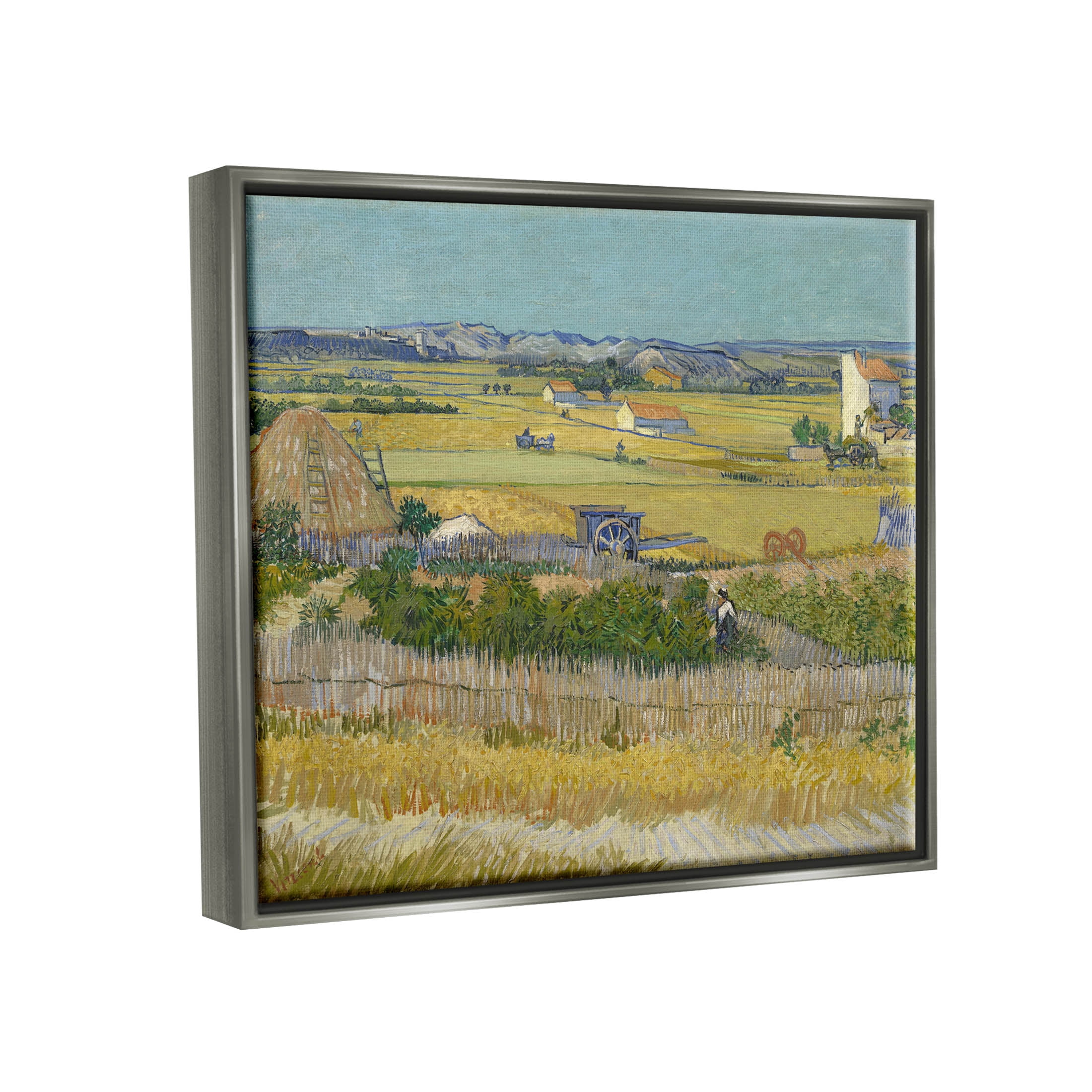 The Harvest Van Gogh Farmland Landscape Landscape Painting Luster Gray Framed Art Print Wall Art