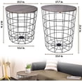 thumbnail image 2 of Nesting Table End Table Wire Basket Base with Wood Tops Side Table Set of 2, Gray, 2 of 6