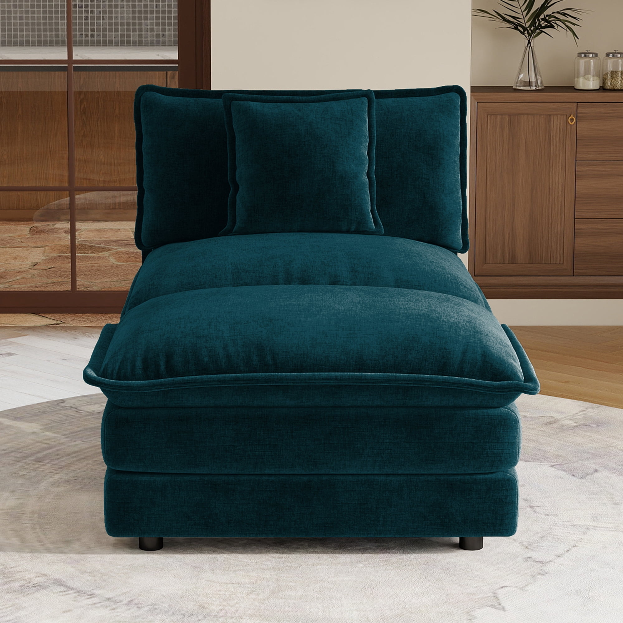 Sectional Sofas Blue Armless 1-Seat & Ottoman