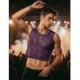 thumbnail image 4 of Mens Semi Sheer Mesh Cropped Tank Top See Through Breathable Sleeveless Undershirt for Rave Music Festival Party Sexy Slim Fit Crop Top Streetwear Purple XL, 4 of 8