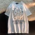 thumbnail image 4 of Camiseta Mujer Dibujos Animados Manga Corta Cuello Redondo Casual Algodón Top, Blanco, XXL kenally  AP001524-08B, 4 of 7