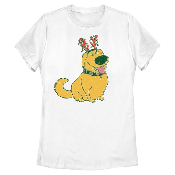 Womens Up Christmas Dug Reindeer Headband T Shirt