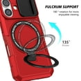 thumbnail image 6 of Decase for iPhone 16 Case with Camera Slide Cover,Compatible with Mag-Safe,with Magnetic Ring Kickstand, Military Grade Heavy Duty Case for iPhone 16 6.1" 2024,Red, 6 of 10