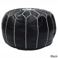 thumbnail image 2 of Brooklyn Rug Co  Handmade Moroccan Leather Ottoman Pouf Black Fall, 2 of 6